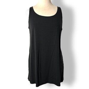NWT Eileen Fisher Graphite Scoop Neck Tank Top Tunic Sz PL Dark Gray
